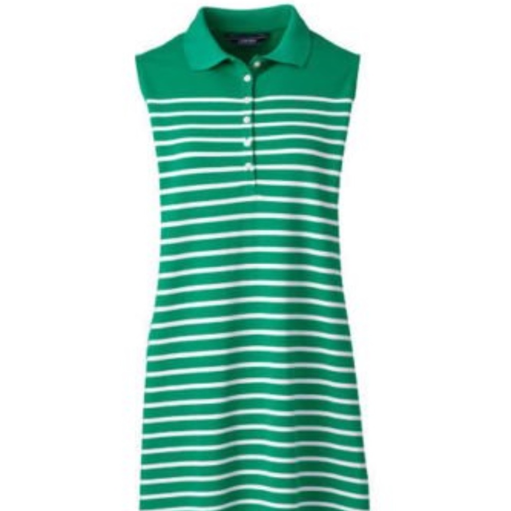Lands End Sleeveless Polo Dress Fresh Emerald